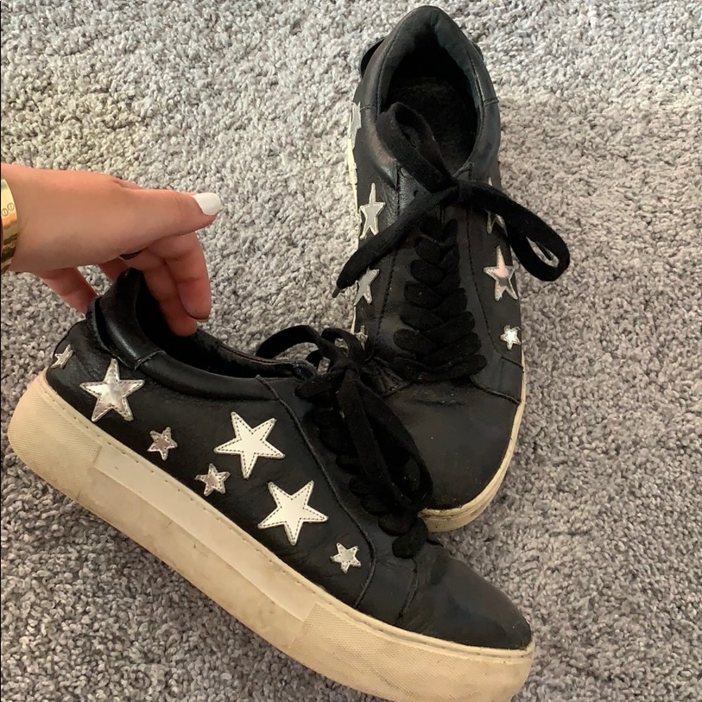 Black Fashion Sneakers w/ Reflective Silver Stars